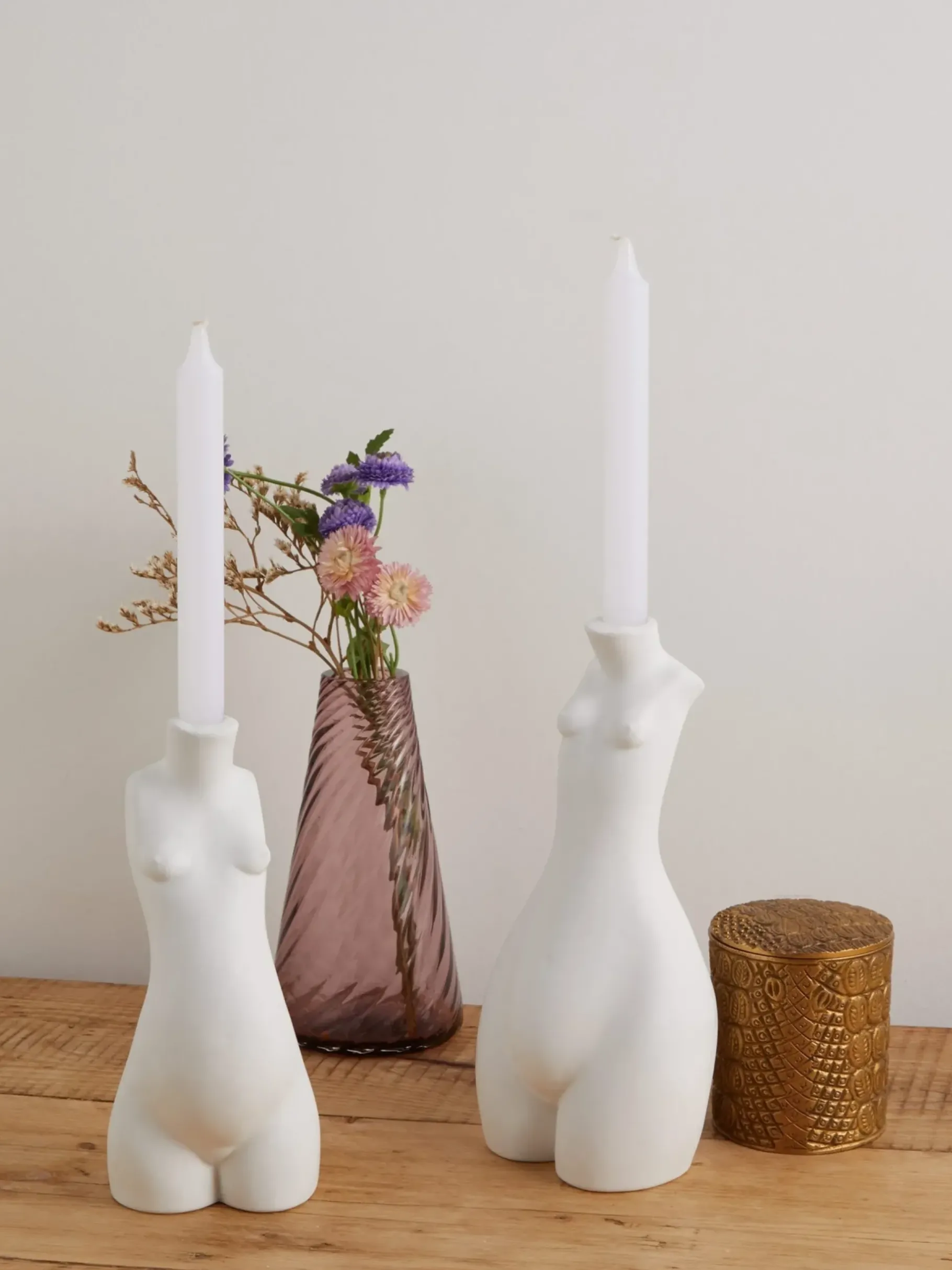 Maison<Anissa Kermiche Bougeoir Tit For Tat Court (Blanc Mat)