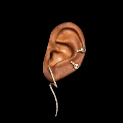 Goujons<Anissa Kermiche Mini Boucle D'Oreille Topaze Blanche