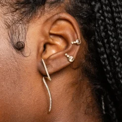 Goujons<Anissa Kermiche Mini Boucle D'Oreille Topaze Blanche